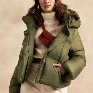 Banana Republic Olive Puffer Down Jacket